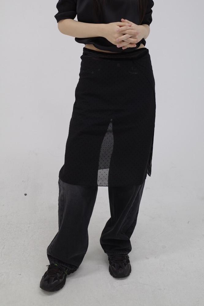 BLANKET LAYERD SKIRT 블랭킷 레이어드 랩 스커트 (black)