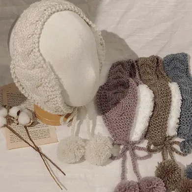 [당일출고/아이보리재입고]로우 꽈배기니트귀도리