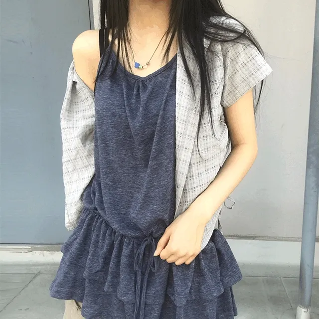 [레이어드 강추] 홀터넥 레이어드 나시 원피스