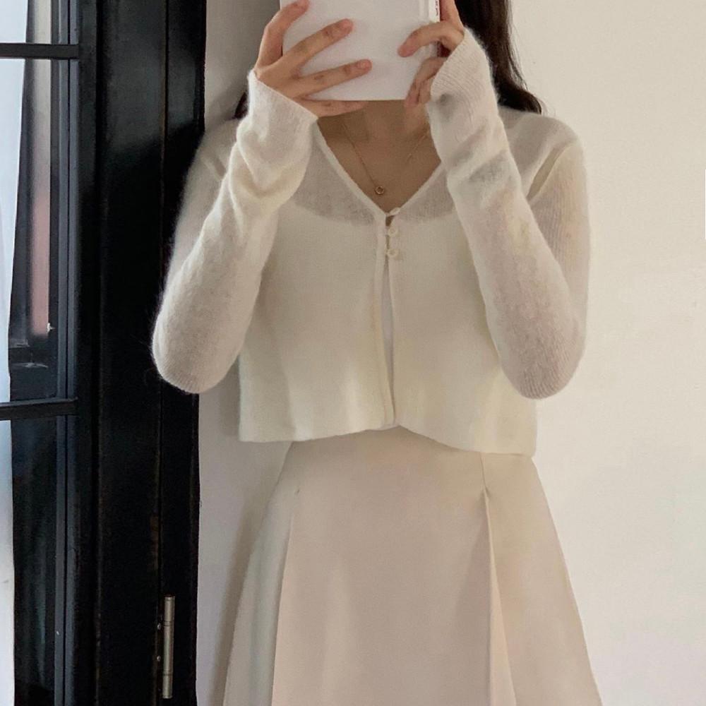 미엘 에밀리 크롭 니트 가디건 (3col)