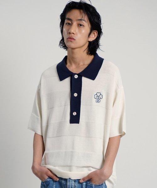 B 클로버 카라 니트 티셔츠[아이보리]_BNTHUNT01UI2