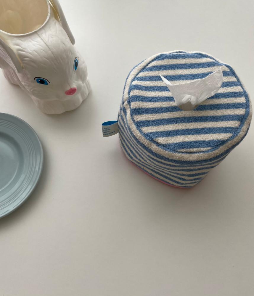 테리 스트라이프 원형 휴지케이스