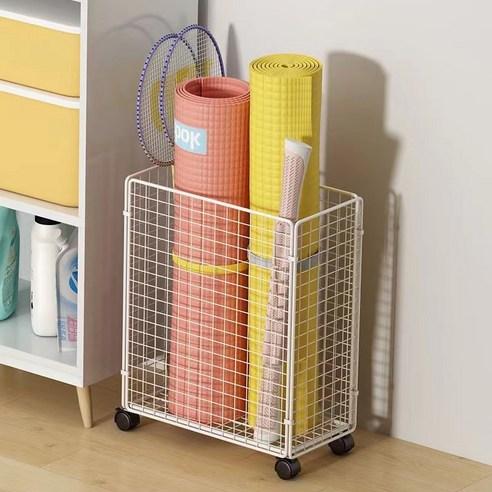 이동식 철제 운동기구 수납장 만능 수납함 정리함 접이식 요가매트 정리함, 블랙