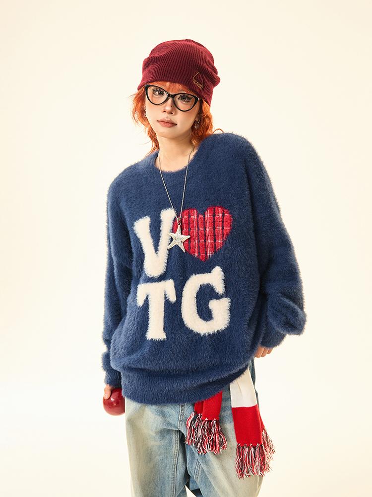 MAIKAO VTG Hairy Round-Neck Sweater (2color)