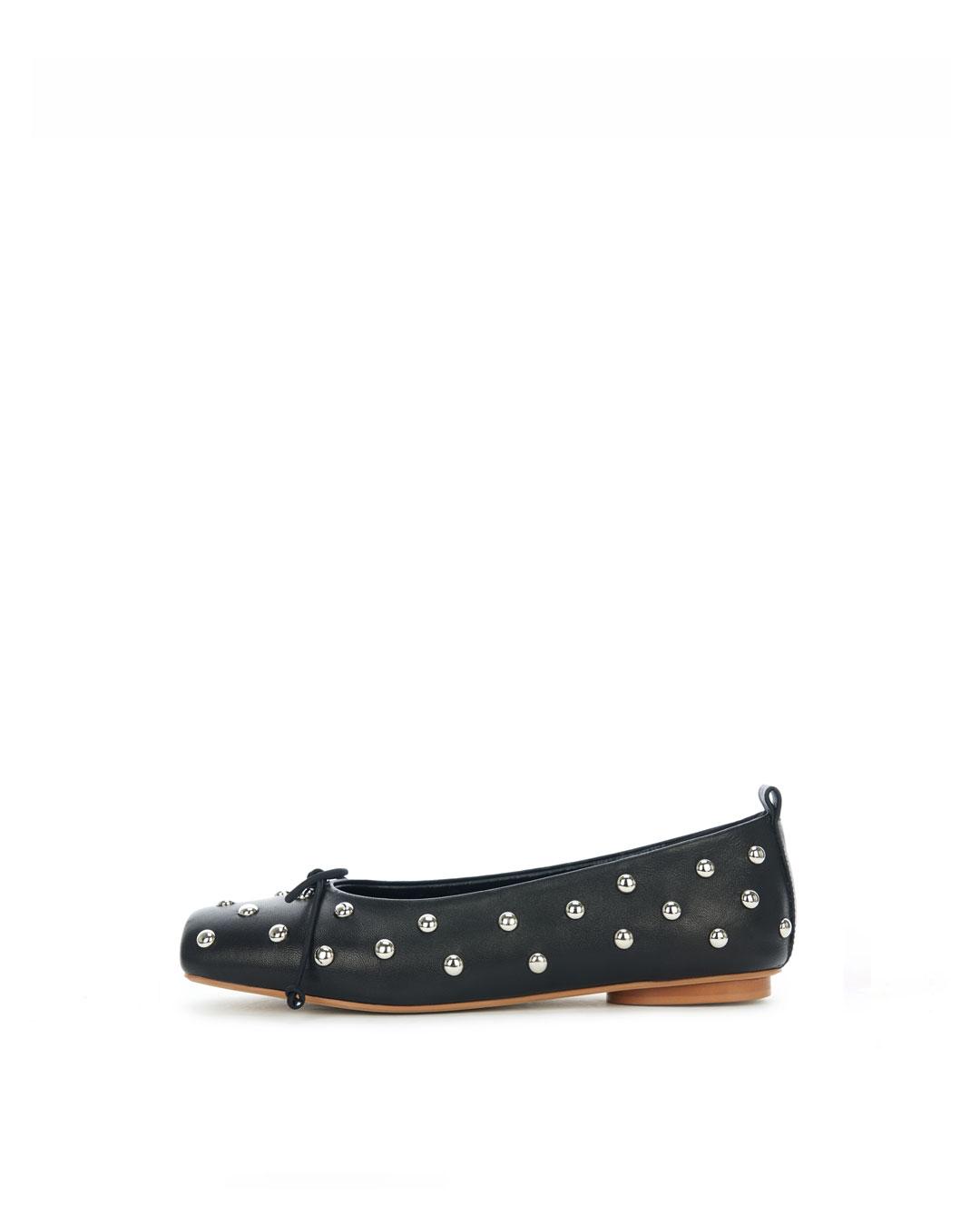 SIA Stud Ballerina Flats - BLACK