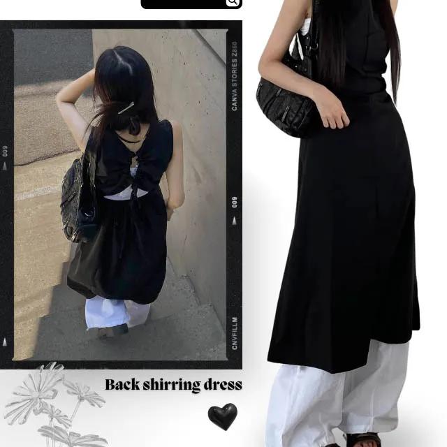 [롱기장/등트임] 🖤레이어드 백셔링 나시 원피스