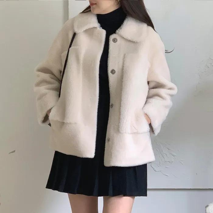 리얼 양털 시어링 자켓 [아이보리]