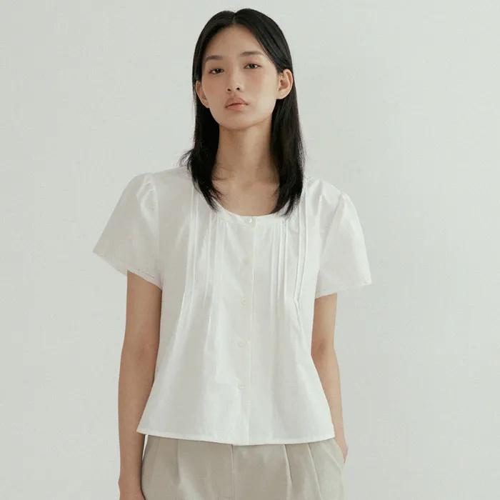 pintuck round blouse-ivory [7/2 부터 순차 발송]