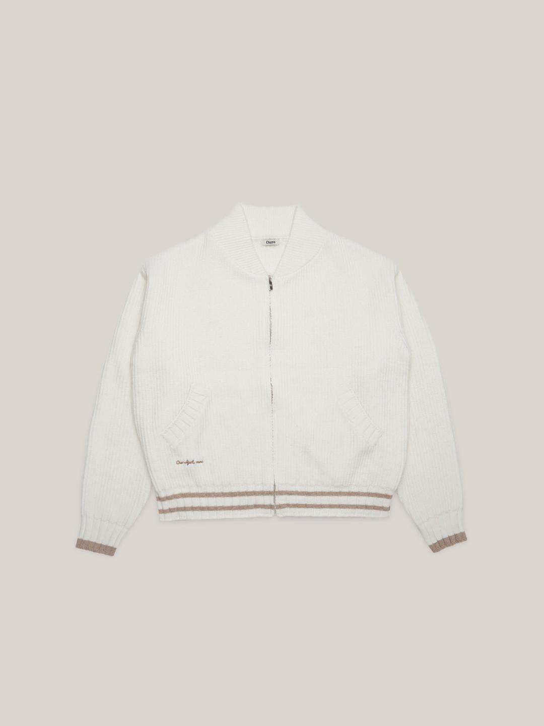COLLAR ZIP-UP KNIT  [ CREAM ]