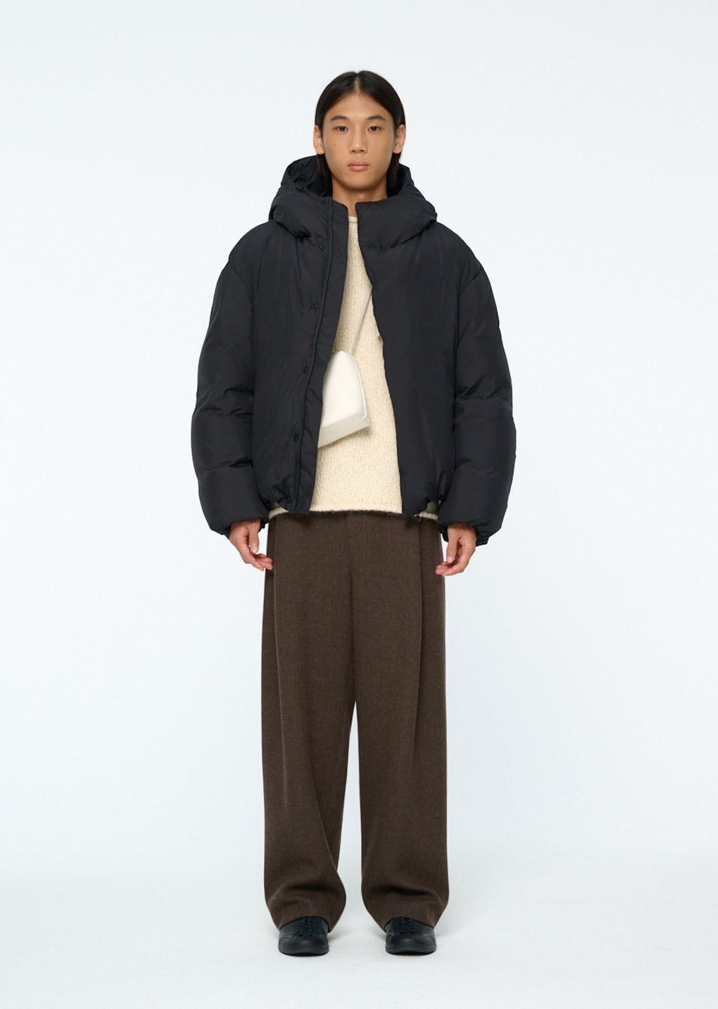 hooded down puffer, black