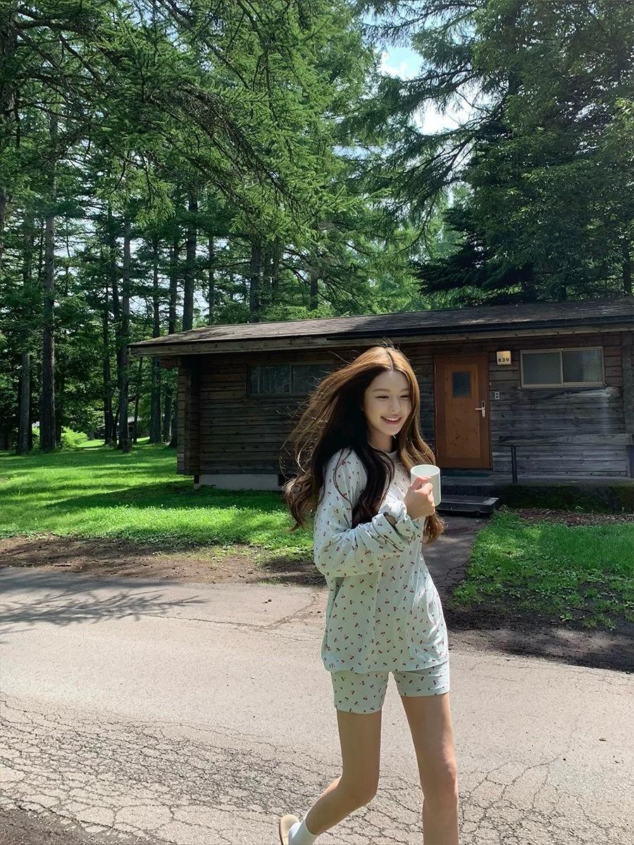 체리 진저브레드 플레이 파자마 쇼트 팬츠 세트