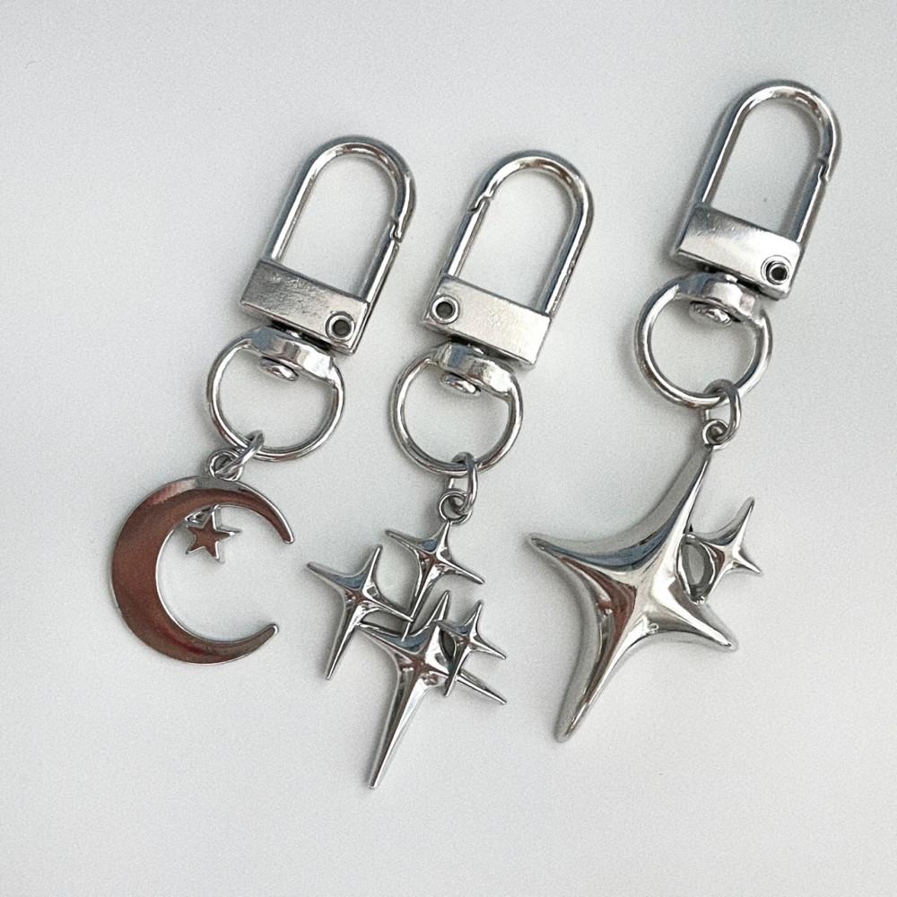 Y2k silver 스타문 스파클 샤인 실버 반짝 키링 폰 스트랩