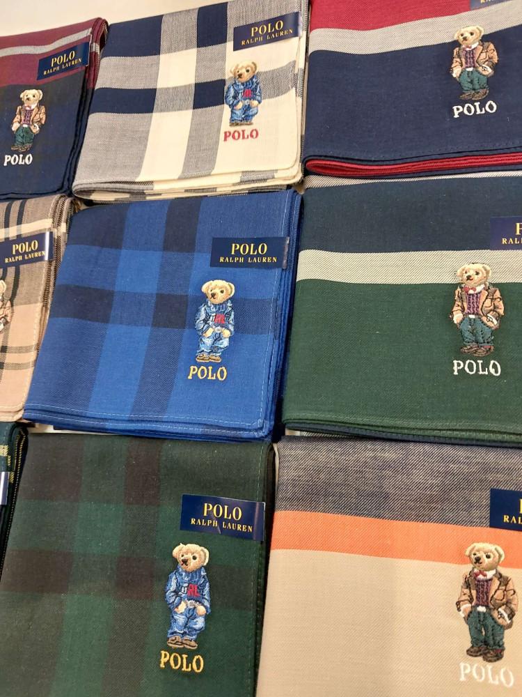 폴로23SS 베어 가로줄,베어체크 손수건