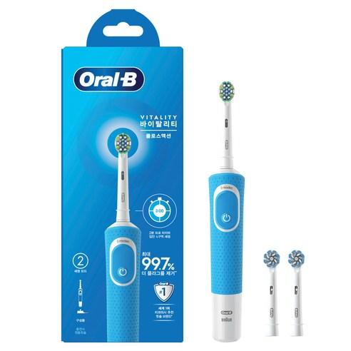 오랄비 D100 바이탈리티 플로스액션 전동칫솔, 3710, 블루, 1개 - 전동칫솔 | 쿠팡