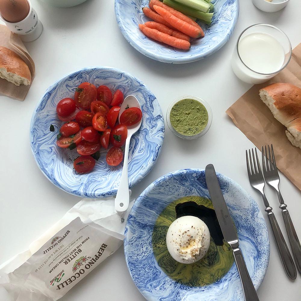 HAY Soft Ice Plate Blue (2size) 헤이 법랑 에나멜 마블 접시