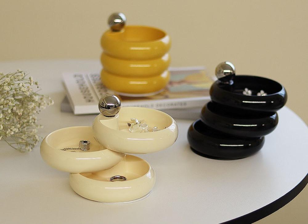 모던﻿ 3단 회전 악세서리 정리함 화장대 수납함 테이블 오브제 정리함 트레이