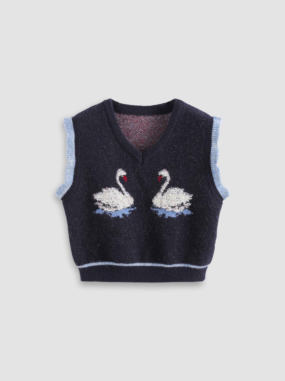 Swan Knitted Contrasting Vest