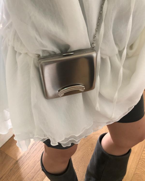 silver mini bag