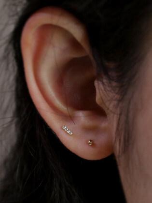 14K gold cubic bar mini earring