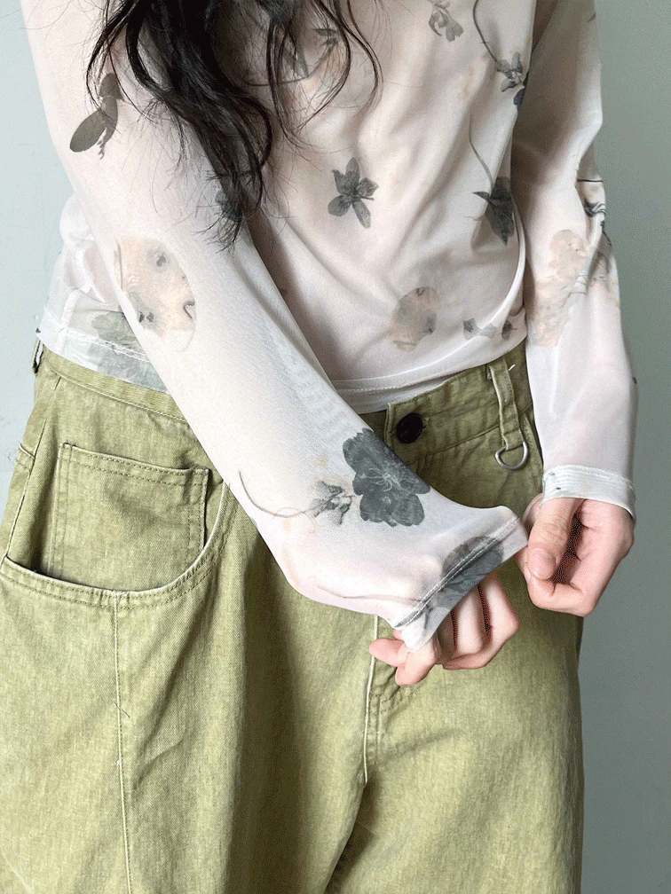 시애나 flower 메쉬 T