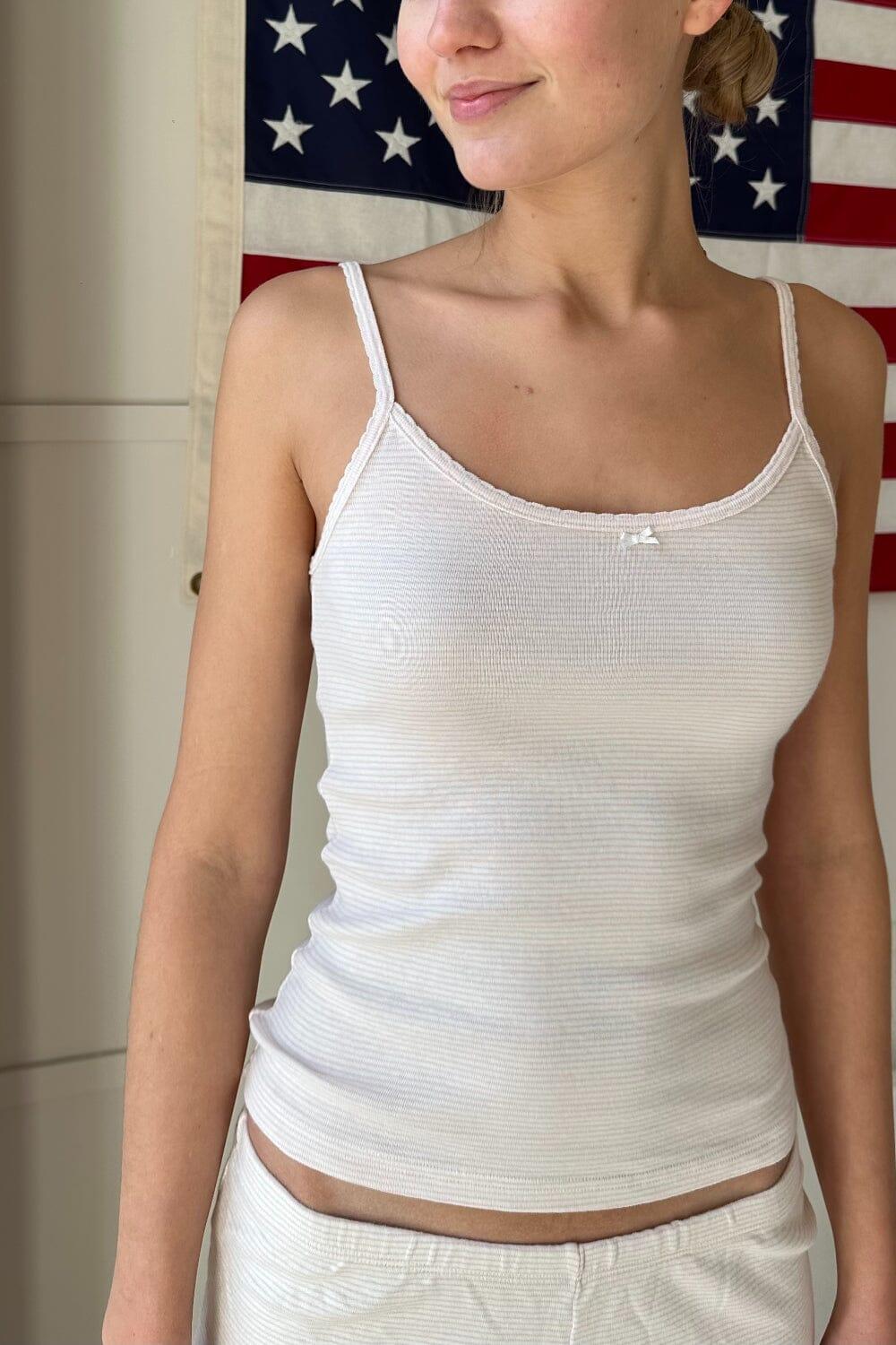Skylar Striped Tank - Light Pink White Stripes / XS/S