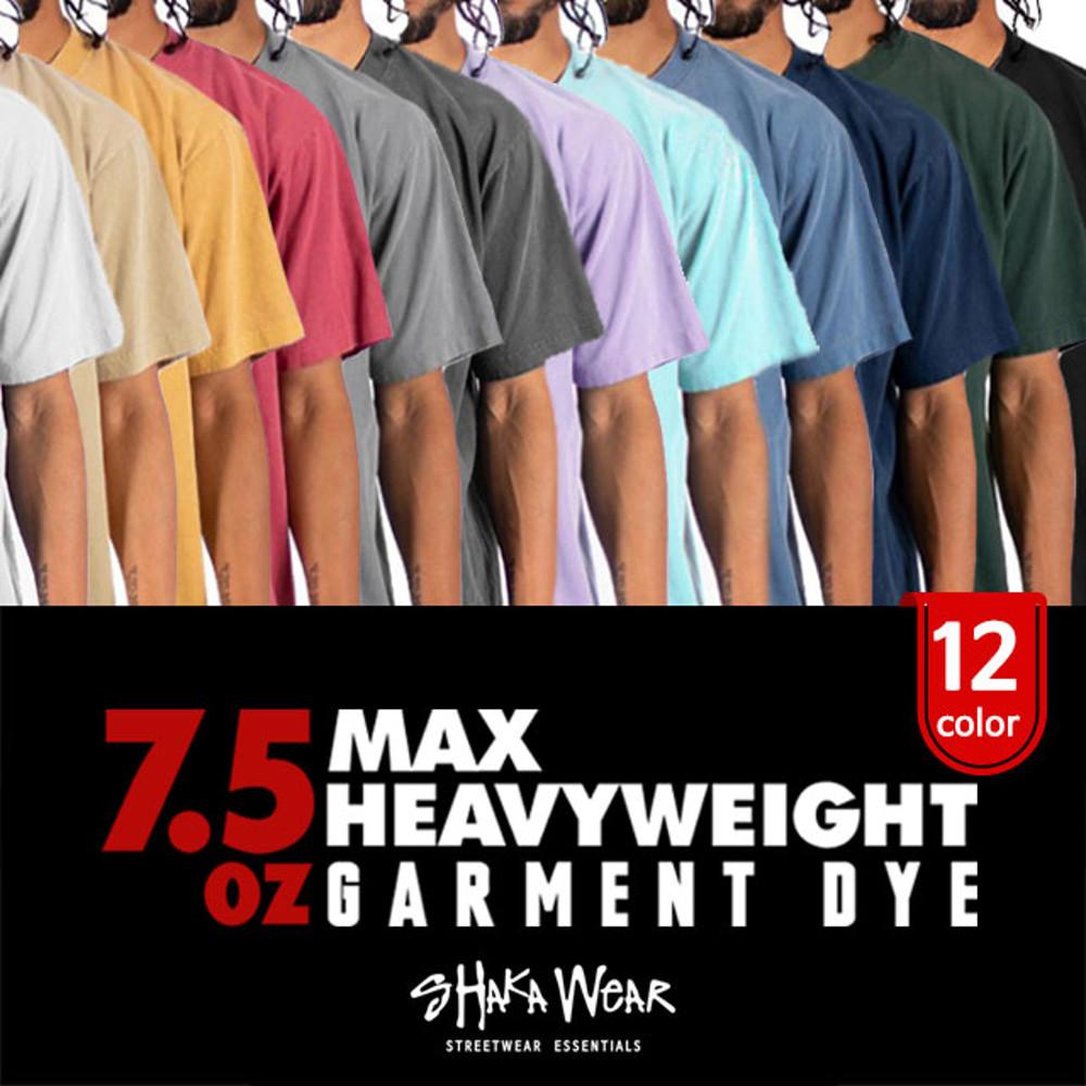 샤카웨어 가먼트다이 7.5OZ 맥스 헤비웨이트 무지 반팔티셔츠 짐웨어 머슬핏 오버핏