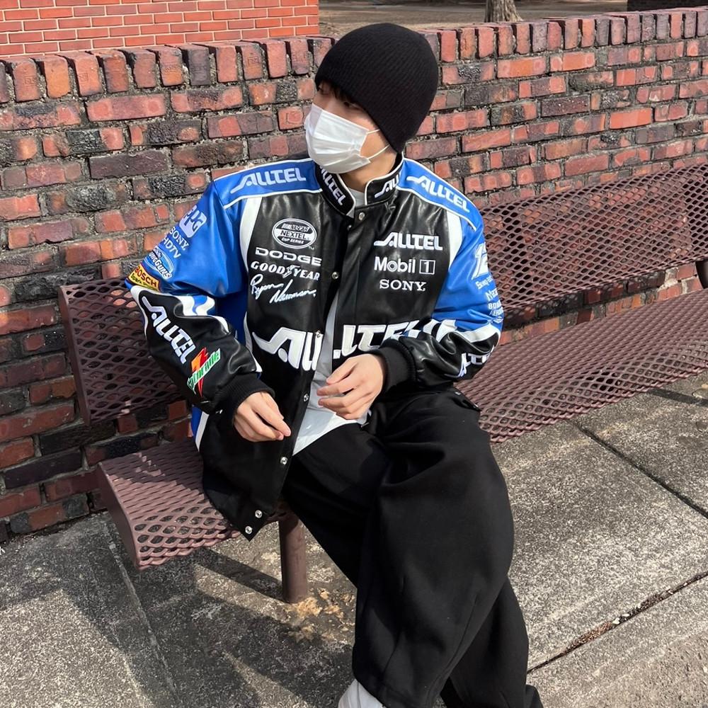 디블 레이싱 레더자켓-1c 봄 간절기 가죽 스웨이드