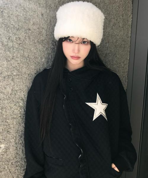 EV STAR HOOD TEE(BLACK)