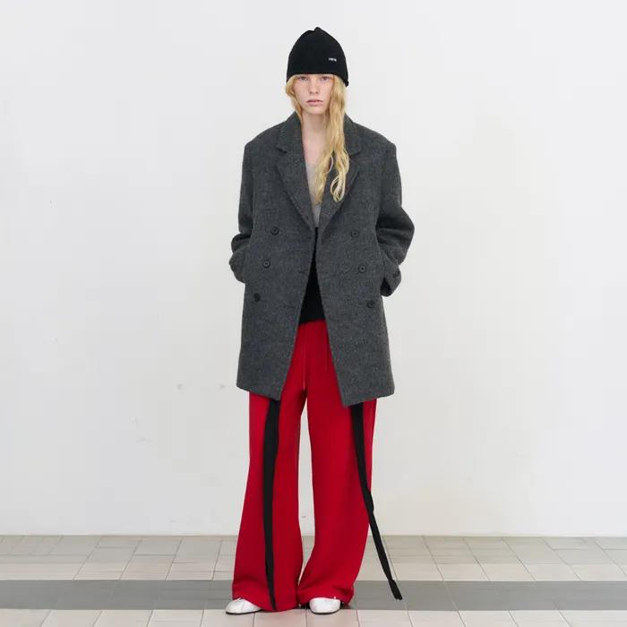 [8th] Overtone wool peacoat - charcoal