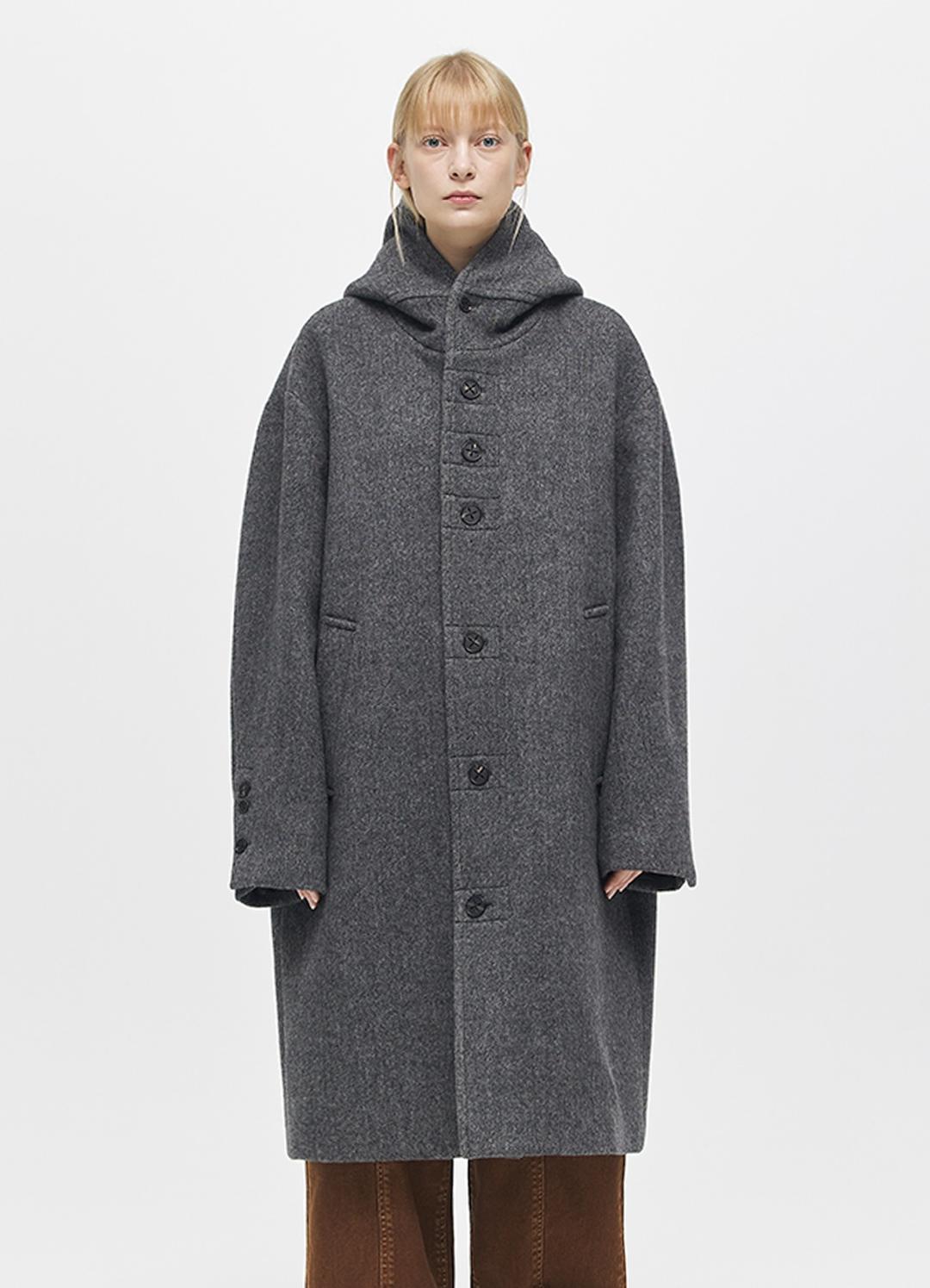 BACK ZIPPER HOOD COAT BLACK