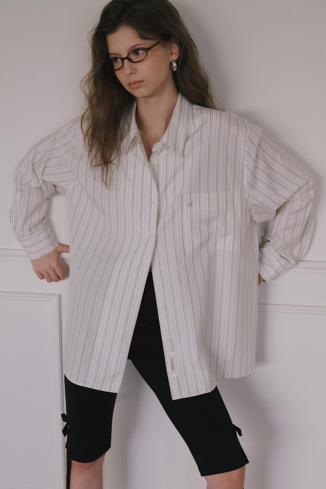 [4/1 PRE-ORDER] COTTON OVERSIZED SHIRTS_IVORY STRIPE