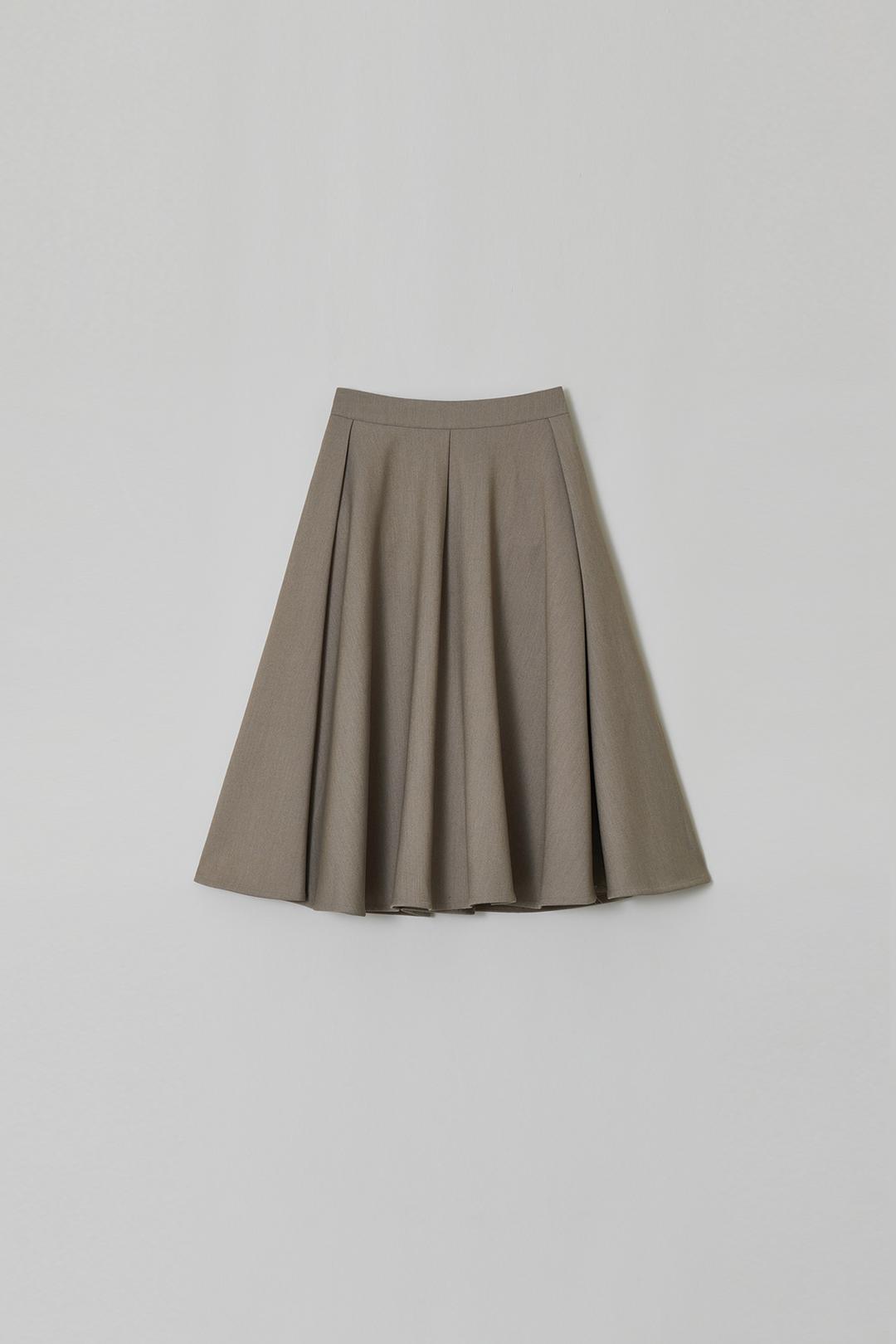 FLARE WOOL MIDI SKIRT, BEIGE *[교환&반품 불가상품]