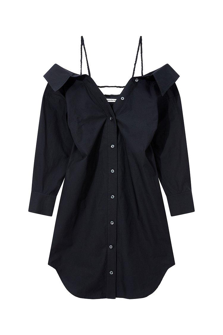 스크런치 스트랩 셔츠 드레스