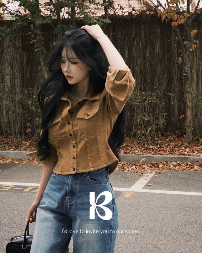 베이델리 [MADE/슬림핏]넛츠 스웨이드 핀턱 세미크롭 셔츠