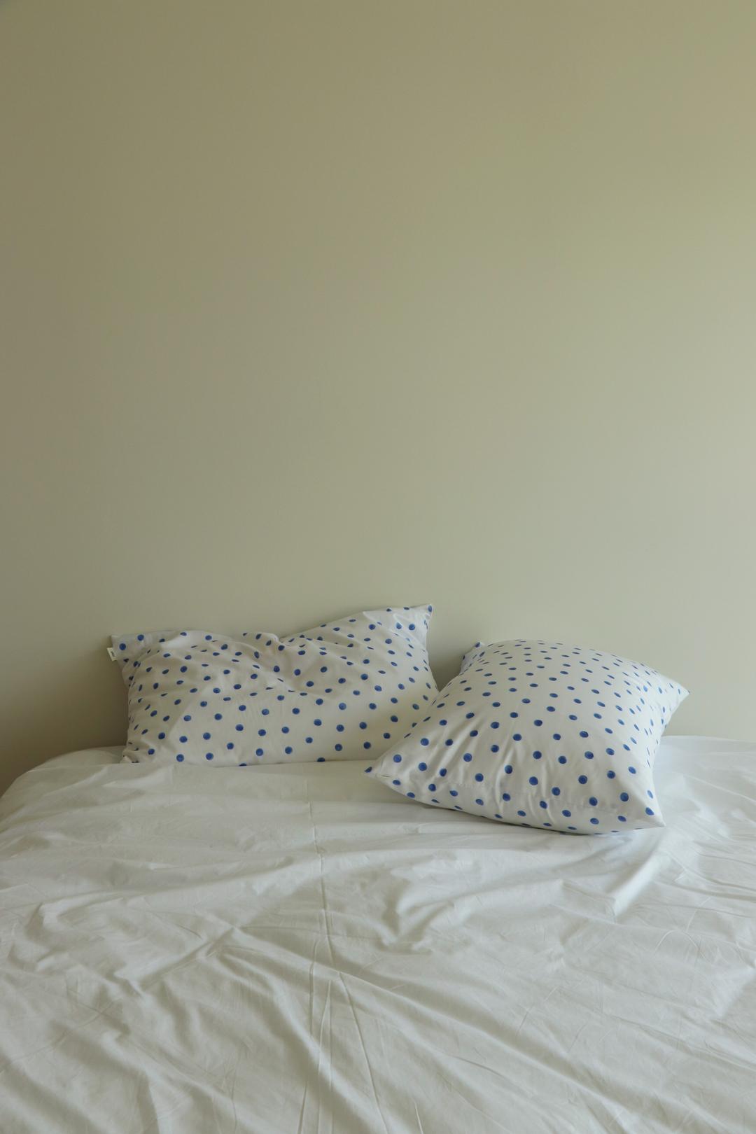 Blue dot pillow cover