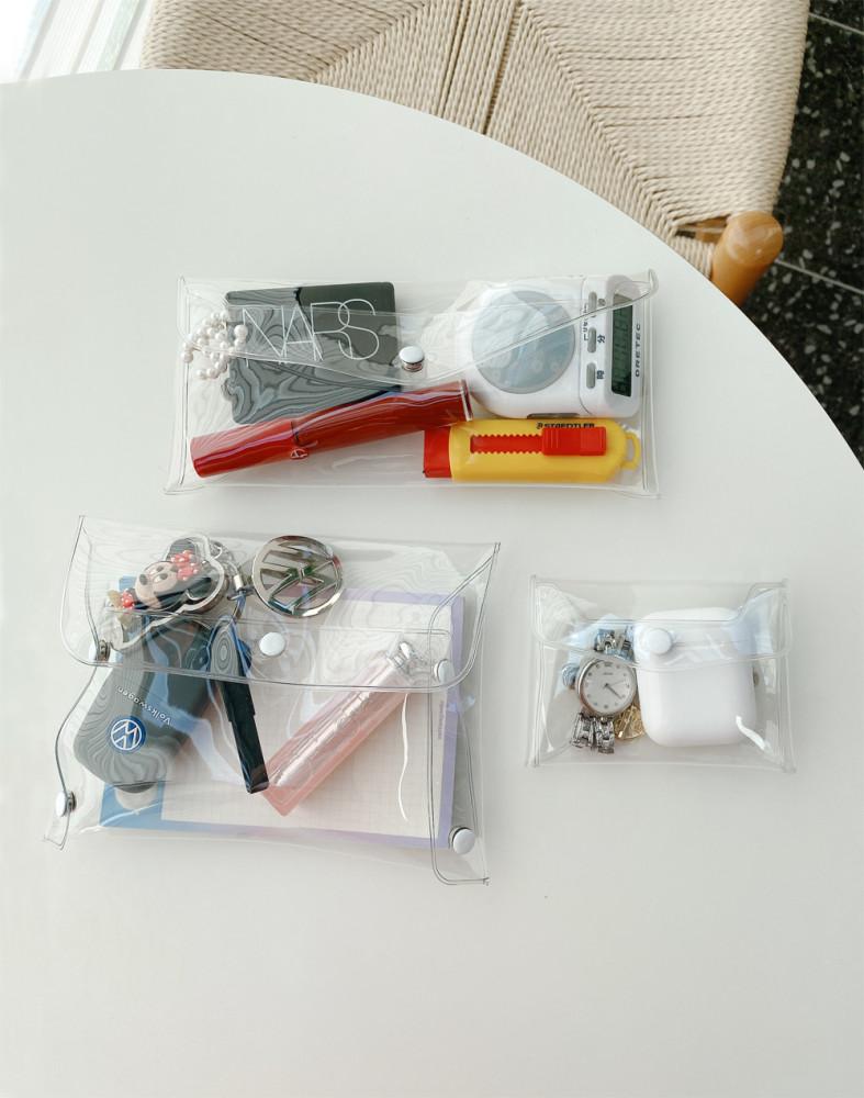 버튼 3종 투명파우치 PVC 파우치 하도메파우치