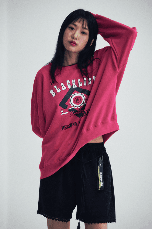 페르소나 프린트 스웻셔츠_마젠타핑크