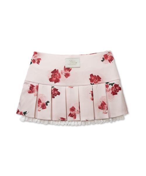플로럴 레이스 플리츠 스커트 [핑크]