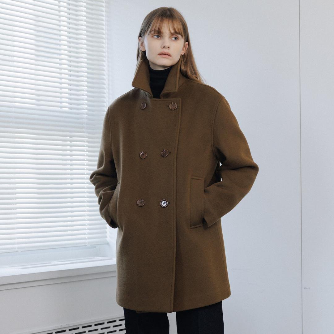 베셋 더블 하프 코트 (BROWN)