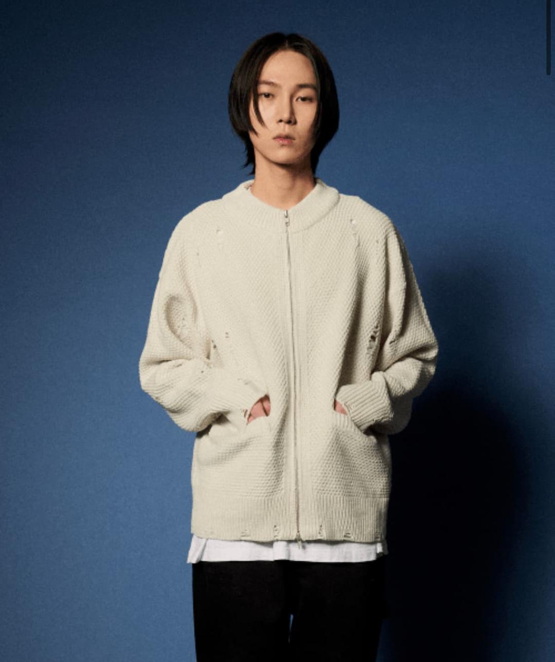 감마갤러리 데미지 집업 가디건 아이보리 L