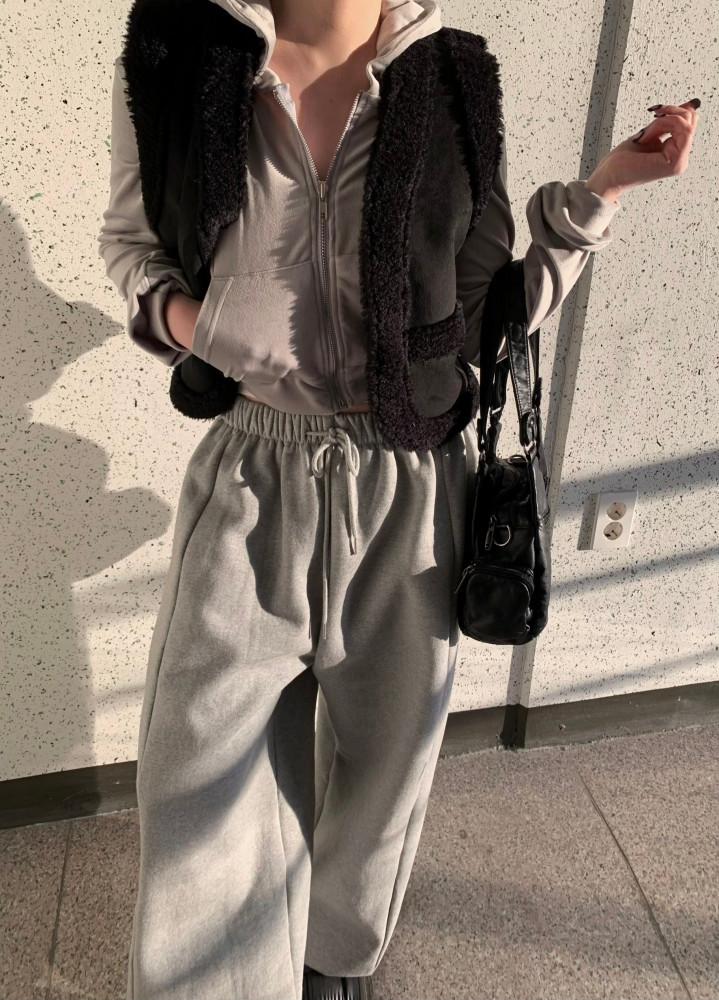 (블랙 바로배송) 스웨이드 털조끼 베스트 2color