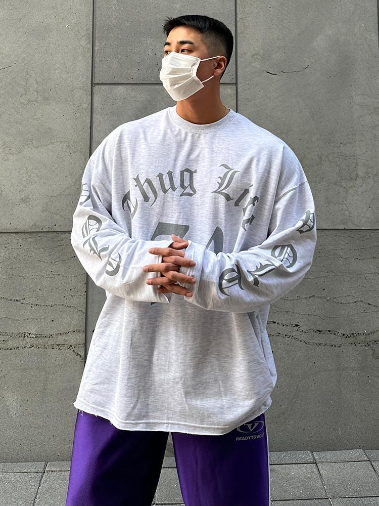 떠그 레터링 빅사이즈 오버 박스핏 긴팔티 도프룸 3COLOR