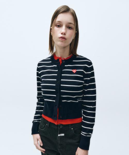 W STRIPE KNIT navy