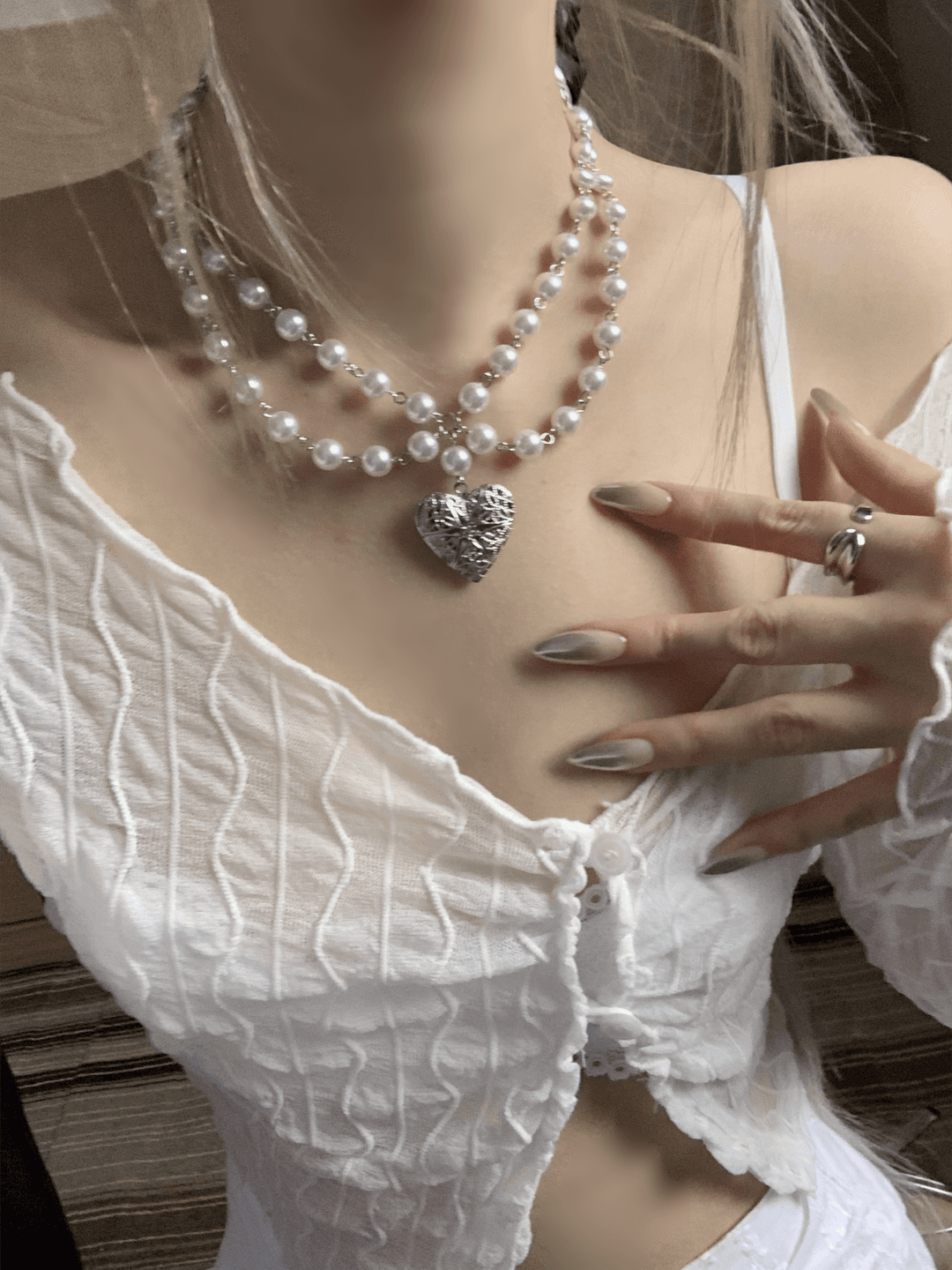 Poruti Pearl Heart Vintage Necklace ※7월말 입고