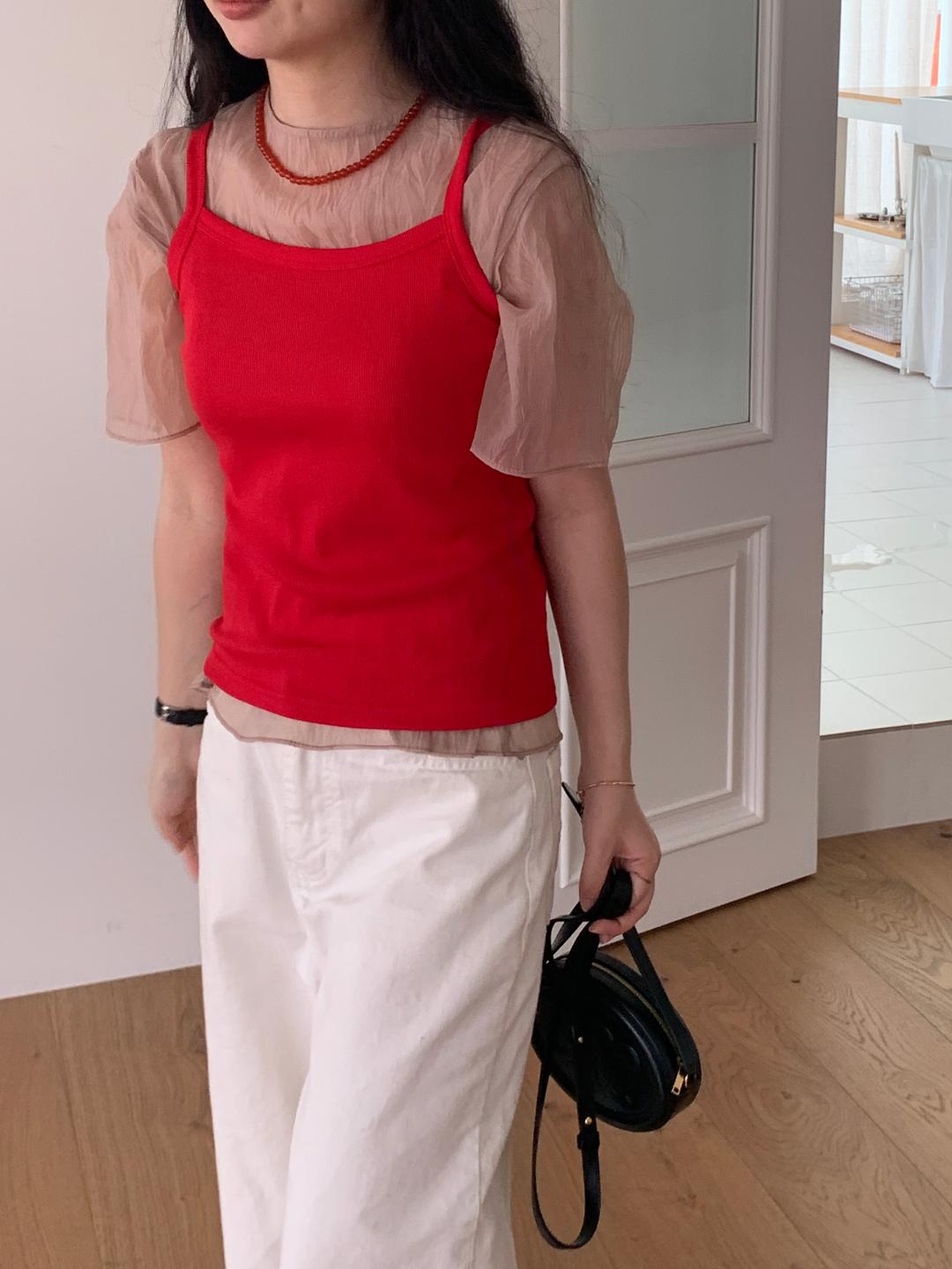 할시온 썸머 오간자 시스루블라우스 (3color)