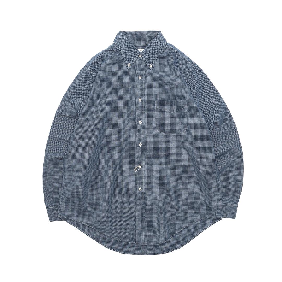 SMALL CHECK INDIGO CHAMBRAY STANDARD BUTTON DOWN SHIRT - CHECK CHAMBRAY