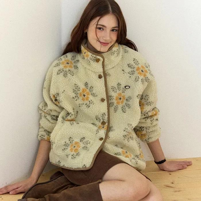 Florence Button Fleece Jacket - Ivory