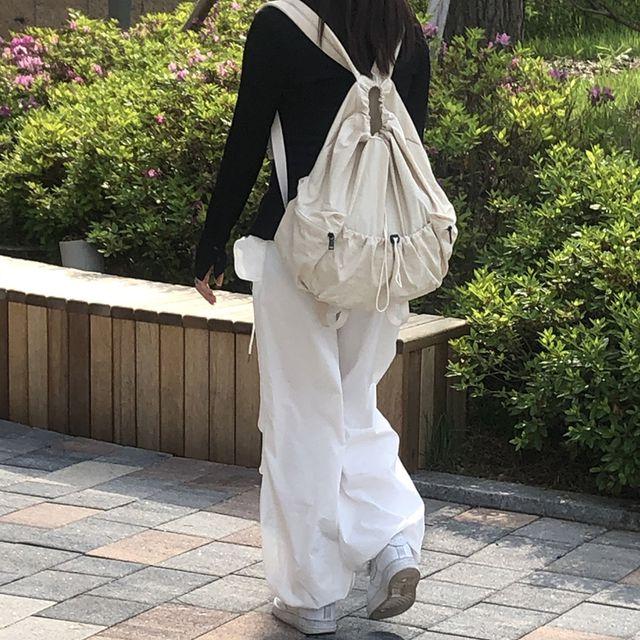 [재입고/주문폭주] 여름 파라슈트 핀턱 나일론 스트링 와이드 트레이닝 팬츠