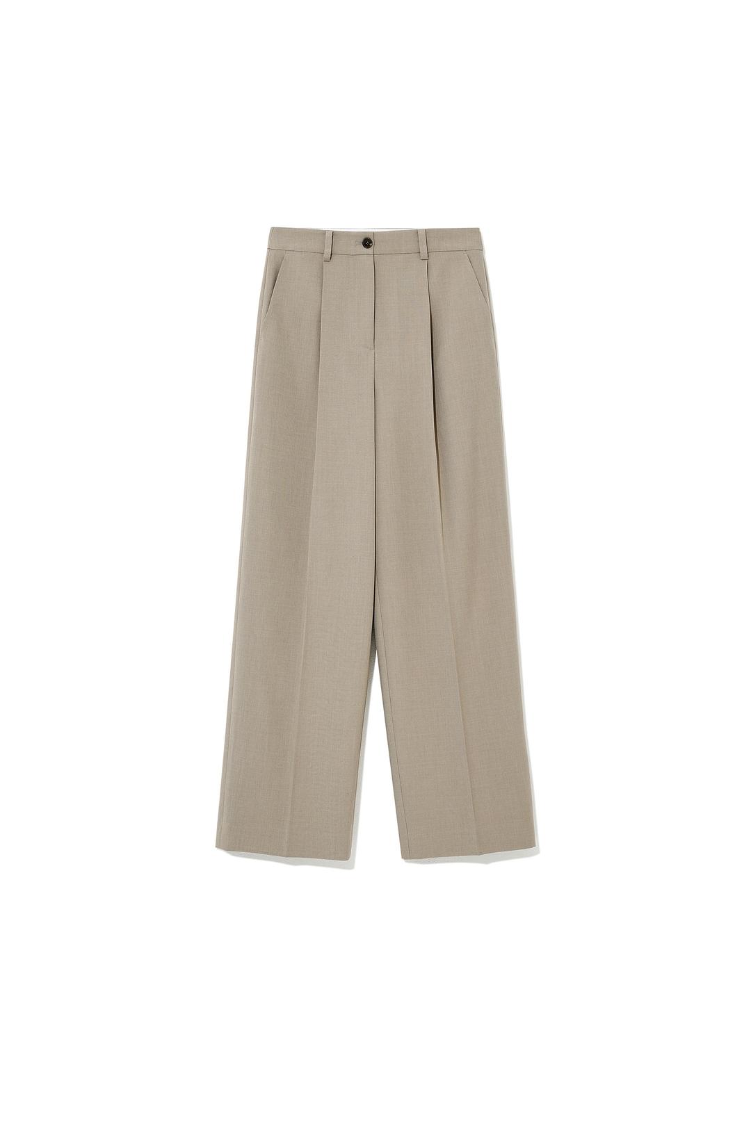 Dubby One-tuck Slacks Khaki-Beige