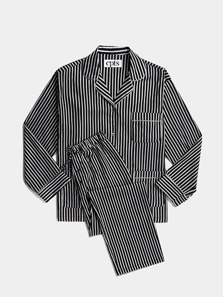 STRIPE LOUNGE PAJAMAS_BLACK & SILVER